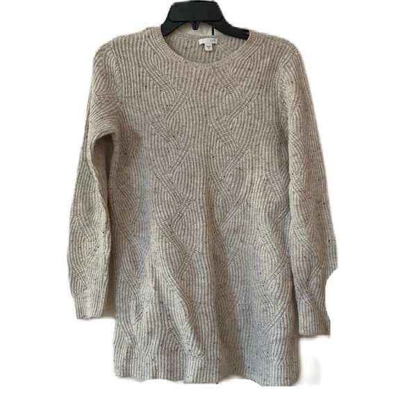J. Jill Cable Knit Confetti Cream Tunic Sweater Ivory Size Small Braided Coastal - Picture 1 of 7